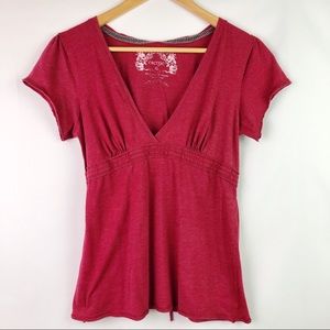 Energie V-Neck, Empire Waist, Short Sleeve Top XL